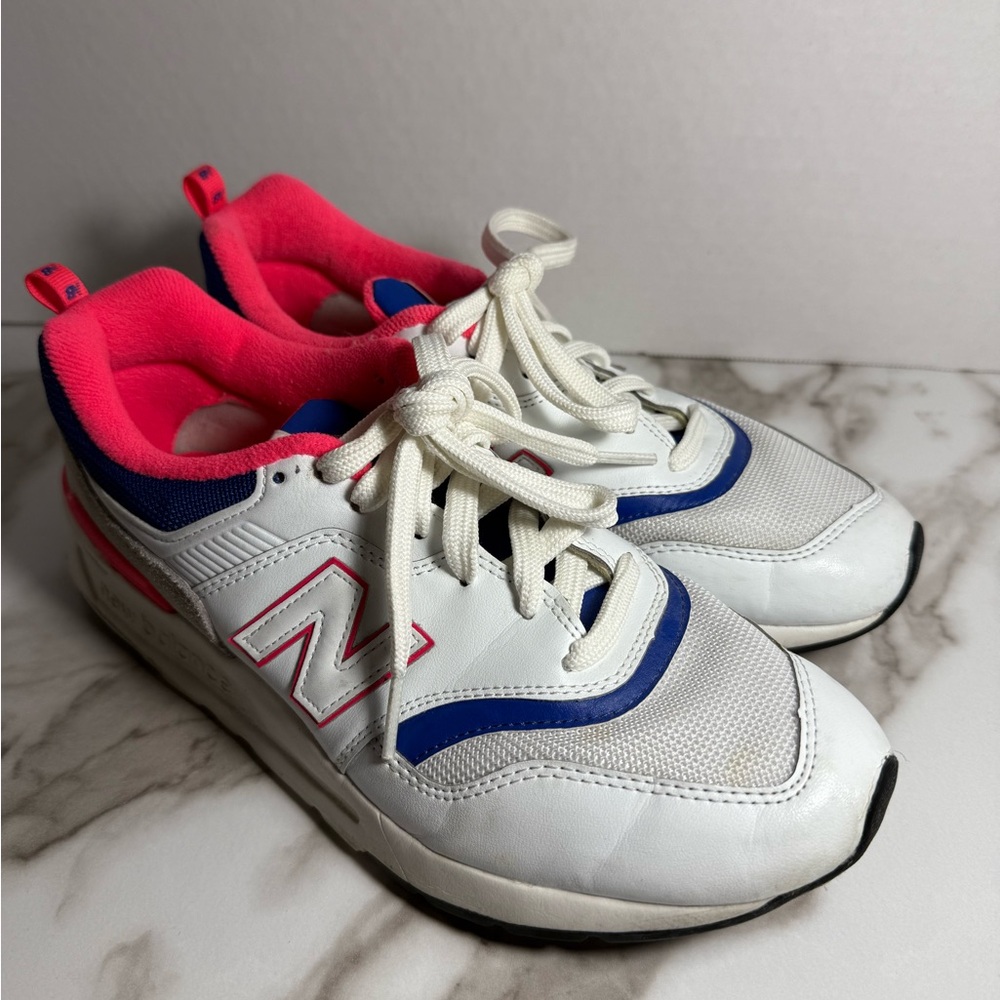 New Balance 997 White and Pink Athletic Shoes